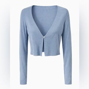 Calliope Baby Blue Ribbed Single-Button Cropped Cardigan NWOT